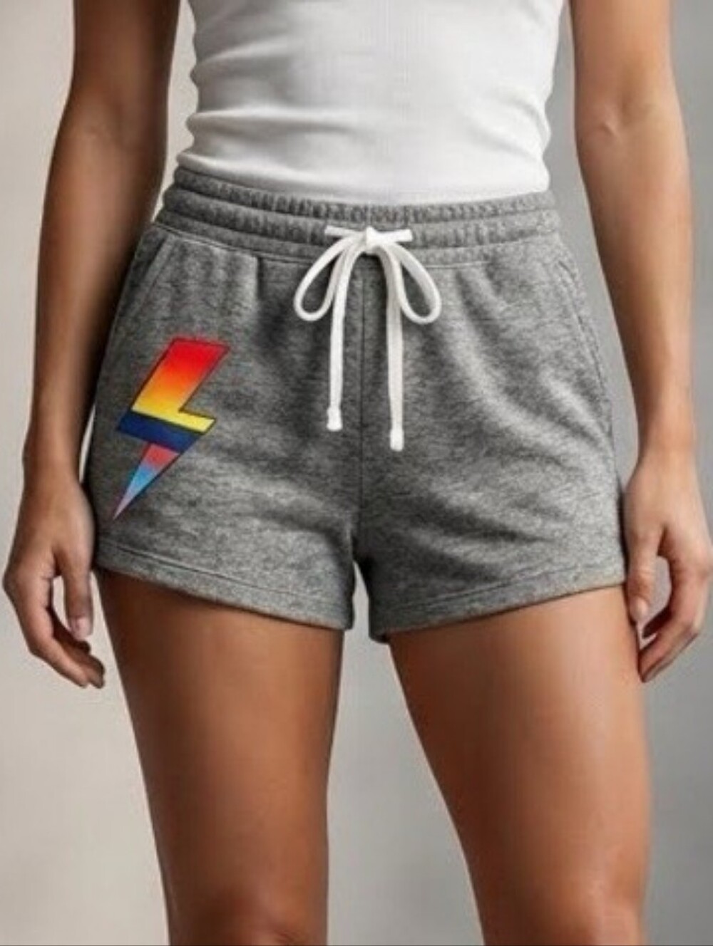 C&C California NWT Lightweight Rainbow Lightning Bolt Short in Gray sz LARGE